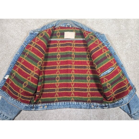 Levi's Jacket Vintage Blue Denim Aztec Native American Blanket Lined USA Made L - Picture 3 of 16